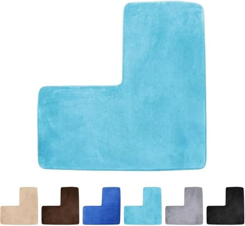 Generico Tapis de bain en forme de L, tapis d'angle de douche, en polaire douce de corail, antidérapant, absorbant, lavable, pour baignoire de douche carrée, WC, usage domestique et spa