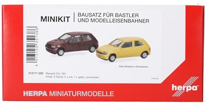 Herpa Model Kit MiniKits Renault Clio 16V, Jaune/Rouge Etrusque, miniature scale 1:87, collectible, model kit, plastic