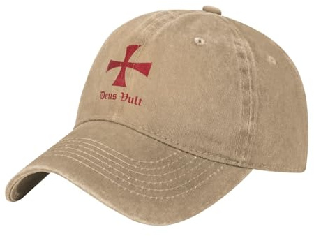 Sonnenschutz Baseball Cap Deus Vult Tempelritterkreuz Mütze Atmungsaktiv Baseballkappe für Herren Erwachsenen Damen