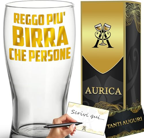 Aurìca Bicchiere Da Birra Personalizzato REGGO PIÙ BIRRA CHE PERSONE Il Regalo Ironico Per Chi Sopporta Tutto… Tranne Gli Altri! Boccale Originale, Spiritoso E Memorabile Con Scatola Regalo Inclusa