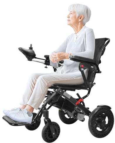 Reheyre Fauteuils roulants électriques pour adultes légers et pliables – Portée de 21 km 500 W – Fauteuil roulant motorisé pliable à double moteur pour personnes âgées supportant 120,2 kg avec