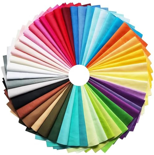 COGVOHY 50 Stück Baumwollstoff Patchwork Stoffe Paket, 25x25cm Stoff Quadrate, Einfarbige Baumwolle Stoff zum Nähen, Quilten, DIY Basteln und Home Deko