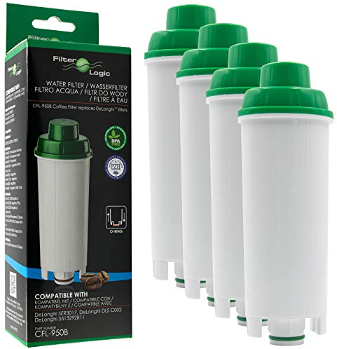 FilterLogic CFL-950B | 4x Wasserfilter kompatibel mit DeLonghi DLS C002, DLSC002 Filterpatrone für Magnifica, Rivelia, Eletta, Primadonna, Maestosa, Dinamica, Autentica, ECAM Kaffeevollautomaten
