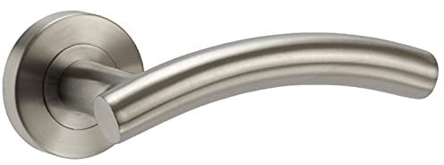 Arched Lever Brushed Stainless Steel Door Handles on Rose