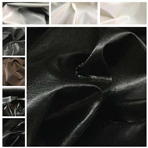 Stoff Effekt Leder glänzend H 140 cm für Möbel, Bezug Sofa Sitzsack Meterware Schwarz
