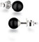 Schöner-SD Damen Ohrstecker 925 Silber mit runden Perlen Kugeln 6mm schwarz
