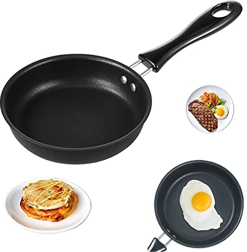 BESTONZON Mini-Bratpfanne Zum Braten Mini Boden Pfanne Mini Eier-Pfanne Antihaft-Bratpfanne Tragbare Mini Bratpfanne Mit Antihaftbeschichtung Für Kleine Runde Frühstückseier Für Küche Kochen 12cm