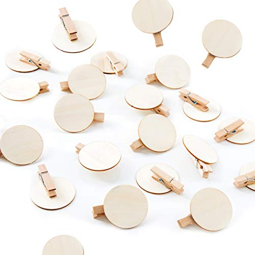 Logbuch-Verlag 1-24 Holz Klammern Adventskalender runde Scheibe passend für Aufkleber Geschenkklammer 4 cm