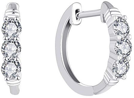 YL Creolen 925 Sterling Silber Zirkonia Huggie Ohrhänger für Damen