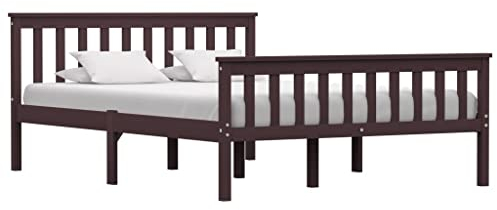 vidaXL Kiefernholz Massiv Bettgestell Bett Massivholzbett Holzbett Doppelbett Futonbett Bettrahmen Lattenrost Schlafzimmer Dunkelbraun 140x200cm
