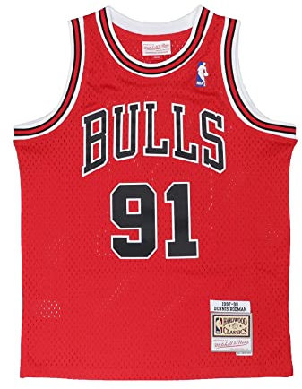 Mitchell & Ness Dennis Rodman #91 Chicago Bulls NBA Kids Swingman Road Jersey - S