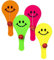 Boland 30784 - Paddleballs, 4 Stück, Größe 11 x 5,5 cm, Plastik, Ballspiel, Mitgebsel, Pinata, Geschicklichkeitsspiel, Geburtstag