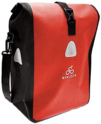 BYKLISTA Fahrradtasche Gepäckträger Wasserdicht mit Reflektoren & Schultergurt – hochwertige Fahrrad Gepäckträgertasche für Fahrrad Tasche Radtasche – Fahrradtaschen Rot - L