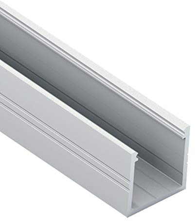 LED Aufbauprofil 16 Aluminium Silber für LED Streifen inkl. Abdeckung, für LED Streifen bis 16mm (Silber 2m milchig)
