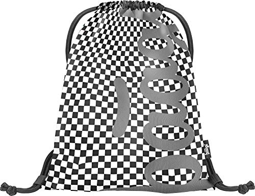 Baagl Turnbeutel für Jungs und Mädchen - Sportbeutel für Junge, Kinder, Teenager - Schule und Sport Schuhbeutel, Sportsack mit Reflektiven Elementen (Skate Ska - Pattern)