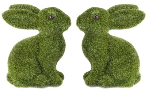 2pcs Easter Simulation Rabbit Outdoor Rabbit Statue Decorative Animal Prop Foam Rabbit Crafts Easter Ornaments Rabbit Green Balls Rabbit Desktop Statues Faux Doll Bunny Flocking