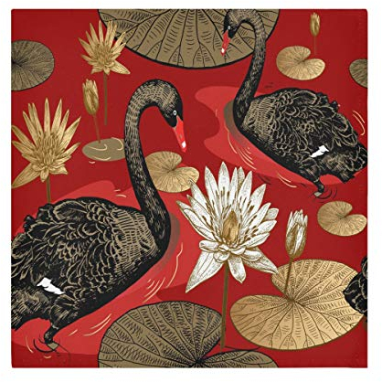 TropicalLife HaJie Servietten Vintage Schwan Lotus Blätter Dinner Serviette Papier Satin Polyester Tuch wiederverwendbar Servietten für Tisch Kinder 50,8 x 50,8 cm, 1 Stück