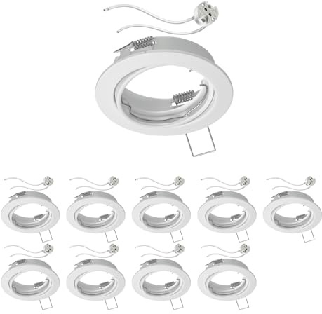 ledscom.de 10x Decken-Einbaurahmen FERE Einbaurahmen weiß schwenkbar (LED/Halogen/MR16/50mm) inkl. GU5.3 Fassung