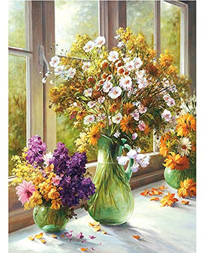 Cukol Kreuzstich Stickpackungen Vorgedruckt Set Erwachsene, Blume Stickvorlagen Stickbilder Vorgedruckt Kreuzstich Stickpackung Zum Sticken Starter Set FüR Erwachsene Kinder AnfäNger, Cross Stitch Kit