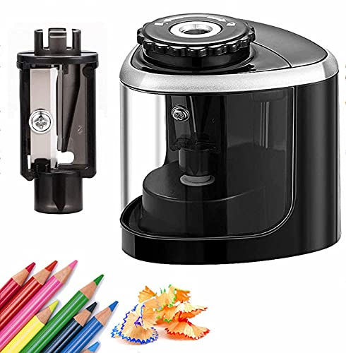 Electric Pencil Sharpener,Portable Pencil Sharpener,Battery Powered Automatic Sharpeners for Colored Pencils No.2 Office/School/Classroom Adults Kids (Black1)