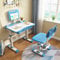 Yinleader Kinderschreibtischstuhl-Set, Höhenverstellbarer Multifunktionsschreibtisch und Stuhl, ergonomischer Blauer Schülerschreibtisch mit Lampe und Bücherständer Best Desk