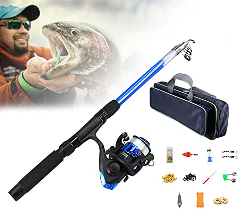 Angelrute Starter Angelset,40-180cm Teleskop Angelrute & Schnurhaken Combo Set Angelzubehör für Kinder Anfänger Angeln,Geschenk für Jungen Mädchen (Angelrutenset + Tasche)
