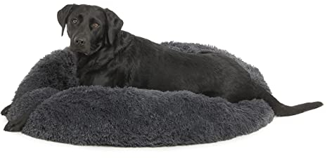 Wallace & Jones | Plüschbett Sarnia - L | Hundebett, Liegekissen | ca. 100 x 100 x 25 cm | Dunkelgrau