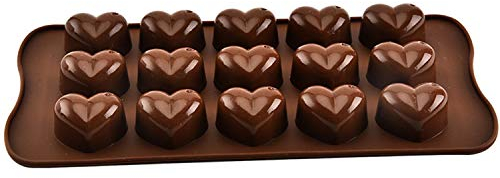 Molde de Chocolate con Forma de Corazón 15 Cavidades Molde de Silicona Forma Corazones Moldes Silicona Goma y Caramelo de Chocolate