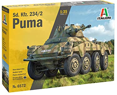 Italeri 6572S 1:35 Dt. SdKfz. 234/2 Puma 8-Rad - originalgetreue Nachbildung, Modellbau, Plastik Bausatz, Basteln, Hobby, Kleben, Modellbausatz, Zusammenbauen, unlackiert