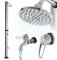 ML-Design Solardusche 20 L 210cm rund mit Fußdusche und Regenduschkopf, Silber-Schwarz, warmes Wasser, 60°C ohne Stromanschluss, mit Gartenschlauch-Anschluss, Solar Gartendusche Außendusche Pooldusche