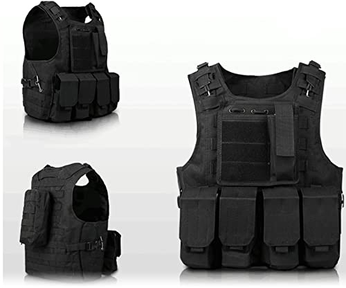 Kufoo Outdoor-Jagdweste, Militärische Gewichtsweste aus Stahldraht, Leicht, Verstellbar, mit Klettverschluss Zum Angeln (Schwarz)