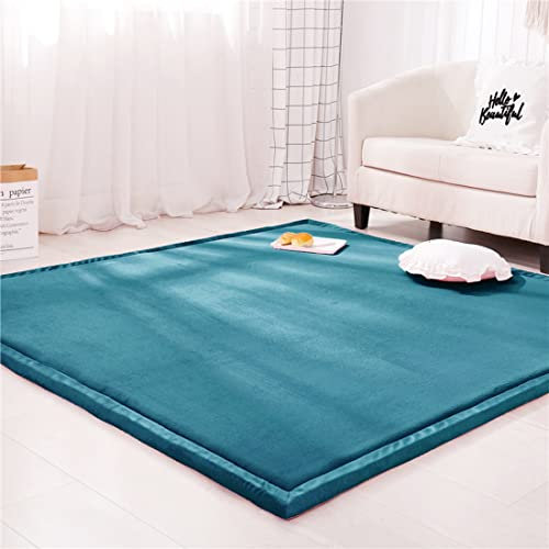 Spielmatte Krabbelmatte Baby Kinder Matte, Extra Dick 3cm Faltbar, Teppich Kinder Krabbeldecke Weiche rutschfest Tatami kinderzimmer Deko, Cyan, Grösse: 200x250cm