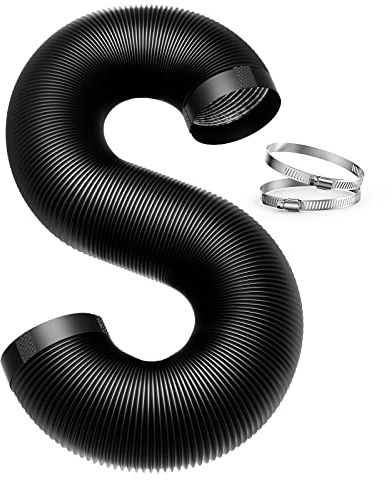 Drasum Tuyau d'aération de sécheuse facile à installer de 10,2 cm, conduit robuste de 2 m avec 2 colliers de serrage – Conduit flexible en PVC et aluminium à 4 couches pour chauffage, refroidissement,