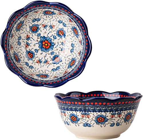 Suppenschüsseln, bunte Ramen-Schalen aus Keramik, 2er-Set, 6-Zoll-Suppenschüsseln aus Porzellan, ofenfest, kleine Mikrowellen-Reisschüsseln, Retro-Geschirr.-tulip-650ml 23oz ( Color : Blue Sorrel , Si
