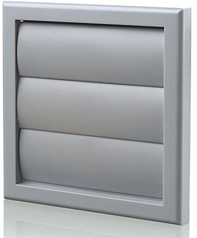 Grey 125mm 5 Inch Plastic External Ducting Gravity Grille Air Vent Cover Extractor Fan Back Draught Shutter Covers AC HVAC Bathroom Outside Wall Ventilation Hose Duct Grill - Part F Building Regs