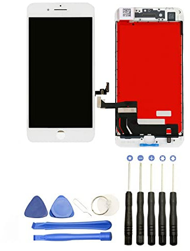 JUANIO Pantalla Completa en Marco Compatible con iPhone 8 Blanco + Herramientas