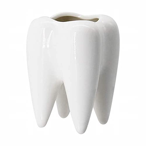 Zähne Simulation Sukkulenten Harz Vase Für Kreative Niedlichen Cartoon Blumentopf Für Pflanzen Dekoration Keramik Blumentopf Pflanztopf 40 cm Durchmesser (White, One Size)