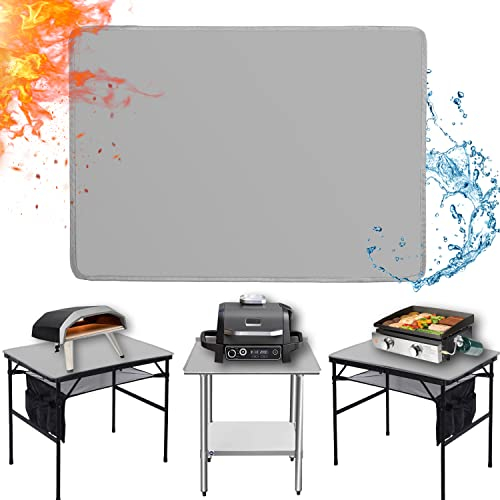 Amerbro 24 x 31 Zoll Feuerfeste Grillmatten für Outdoor-Grill zum Schutz Ihres Grilltisches - Hitzebeständige Grilltischmatte - wasserdichte & öldichte Grillmatte - Grau
