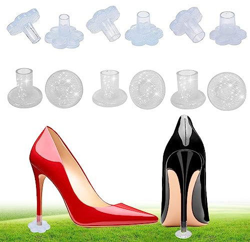 6 Pair High Heel Protectors, Shiny Stiletto Heel Protectors 3 Sizes Anti-Slip High Heel Caps for Grass Clear Heel Stoppers for Wedding Formal Occasions
