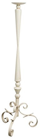 Biscottini Antique Wrought Iron Candelabra 42 x 42 x 152 cm, Candlestick Floor Standing Antique White Finish, Shabby Candlestick for Indoor and Outdoor Use, Vintage Accessories