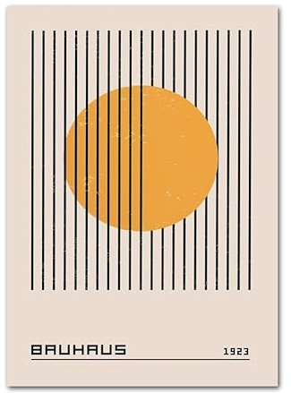 Abstrakte Linien Sonne Ozean Regen Bauhaus Kunst Moderne Poster und Drucke Leinwand Wanddekoration Home Gemälde for Wohnzimmer Dekor (Color : H, Size : 40X50 cm Unframed)