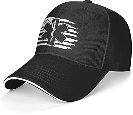 934 Unisex Trucker Cap Amerikanische Flagge EMS Star of Life EMT Sanitäter Sanitäter Baseboard Baseballkappe Mode Distressed Basecap Reine Farbe Baseboard Outdoor Hut