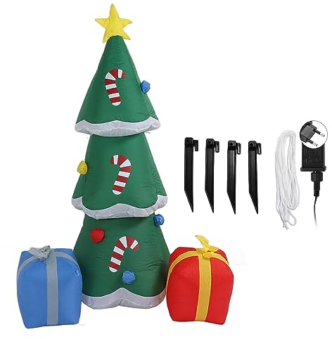 ciciglow Weihnachtsdekoration, Aufblasbar, 1,8 M, Weihnachtsbaum, für den Außenbereich, für den Innenbereich, Weihnachtsdekoration, Zum Aufblasen, für den Hof, mit LED-Licht für