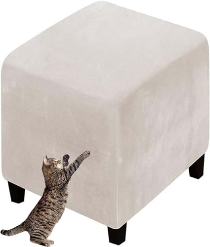 Hockerbezug Quadratisch/Rund 40x40/45x45/50x50cm Gray Stretch Ottoman Bezug Jacquard Velvet Fußhocker Bezug Luxuriöser Hockerabdeckung Waschbar Hocker Protector (Color : A22, Size : 70x70cm/27.5x/27