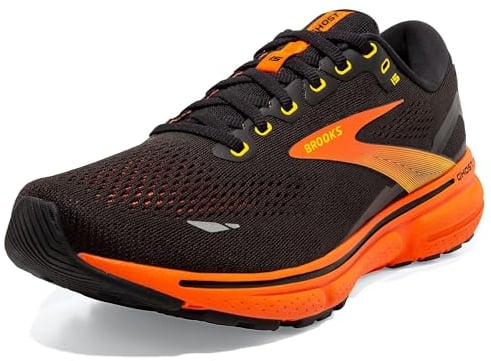Brooks Herren Ghost 15 Sneaker, Schwarz Gelb Rot, 44 EU