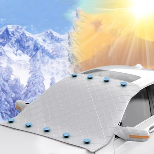 LECREA Frontscheibenabdeckung Winter für VW Touran/Touran L Active TSI DSG, Magnetische Fixierung, Faltbar Auto Windschutzscheibenabdeckung Winter gegen EIS, Frost, Auto Zubehör,145 * 113cm
