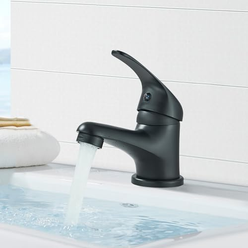 TVTIUO Wasserhahn Bad Schwarz Waschtischarmatur,Mischbatterie Waschbecken wassersparend,Bad Armatur Mischbatterie Waschbeckenarmatur Einhebelmischer