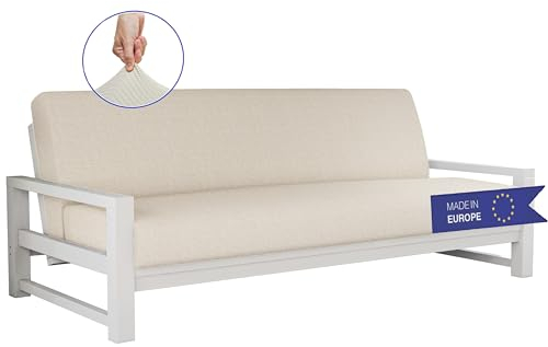 BLUZIMAN Sofa Überzug Futonbezug, Ohne Armlehnen Couch Überzug, Sofabezug Super Elastische, Sofa Cover Nicht kompatibel mit Eck- oder L-förmigen Sitzmöbeln (Clic Clac, Elfenbein)