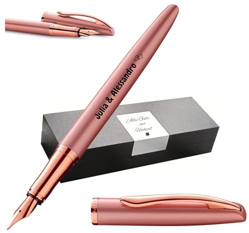 Pelikan Jazz® Noble Elegance P36 Füllhalter mit Gravur Geschenk - einzigartige Stifte mit Namen - personalisierte Geschenke - Füllfederhalter personalisiert (Pink Rose)