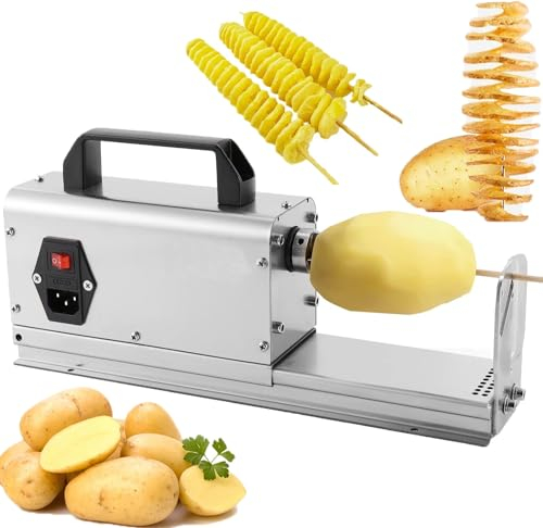 YhsPkh Patatine Fritte Tornado Automatiche - 2 Set di Lame (2 Mm/2,5 Mm), Affettatrice Elettrica Tornado 3 in 1 - Twist di Patate + Patatine Fritte + Hot Dog Twist